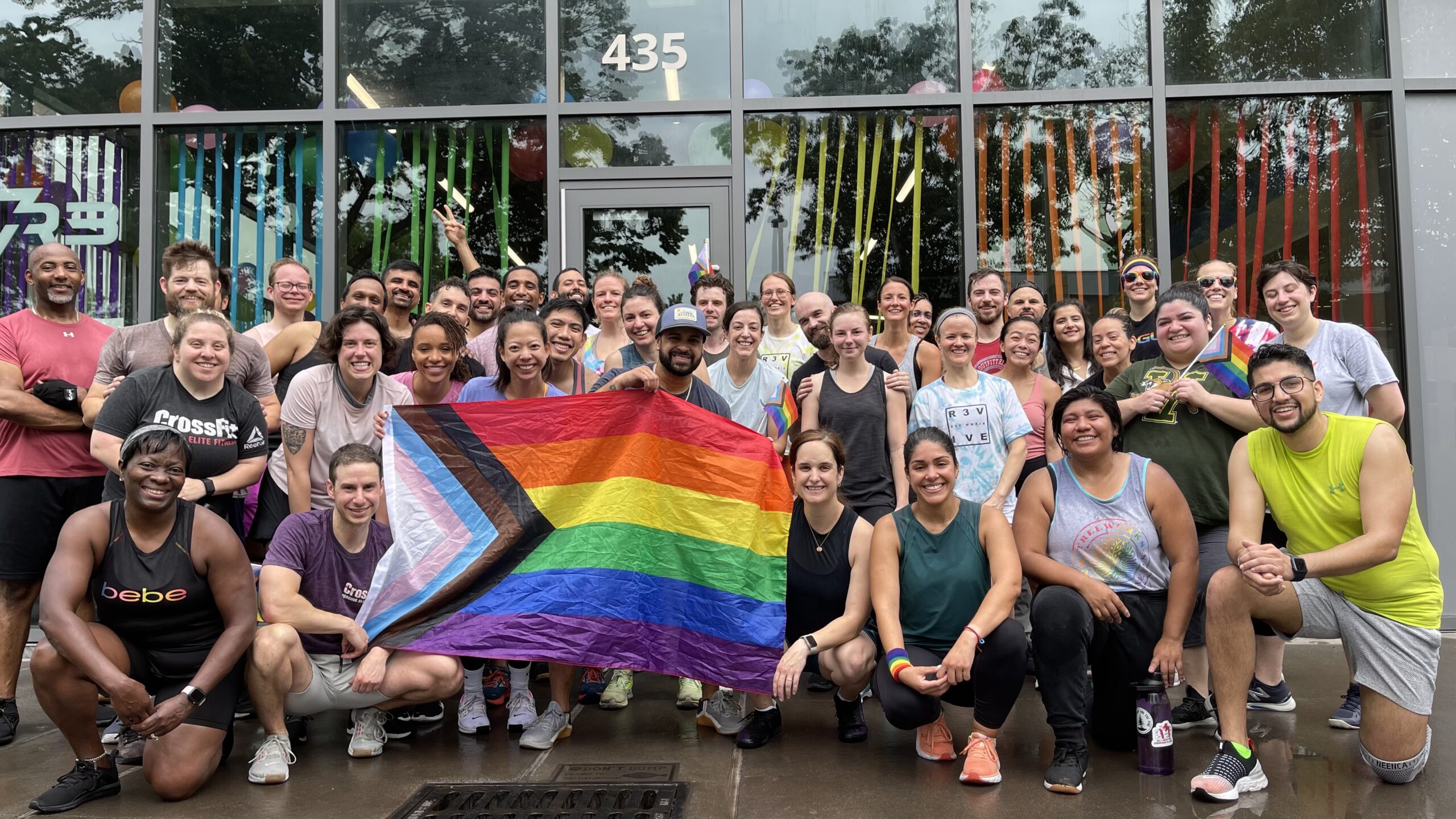 A group of members celebrating pride at R3VIVE Fitness